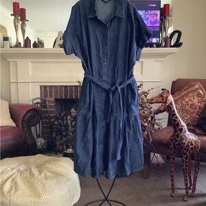 Lauren Ralph Lauren tiered denim belted dress size 16